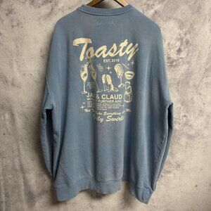 The Toast Toasty Podcast Sweatshirt Adult 3XL 30x30 Blue Crew Neck